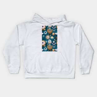 Abstract Cute Beautiful Blue Floral Organic Pattern Artwork Kids Hoodie